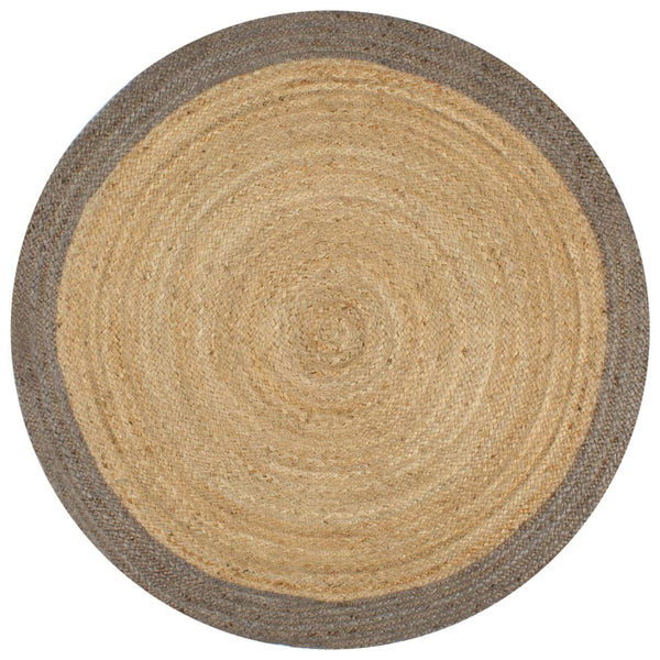 Teppich Handgefertigt Jute mit Grauem Rand 150 cm
