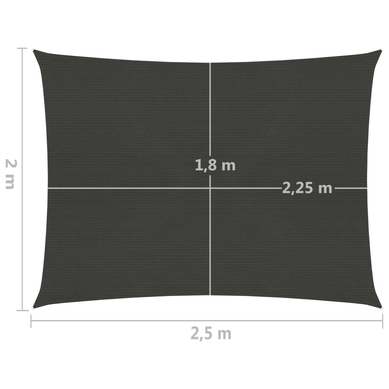 Sonnensegel 160 g/m² Anthrazit 2x2,5 m HDPE