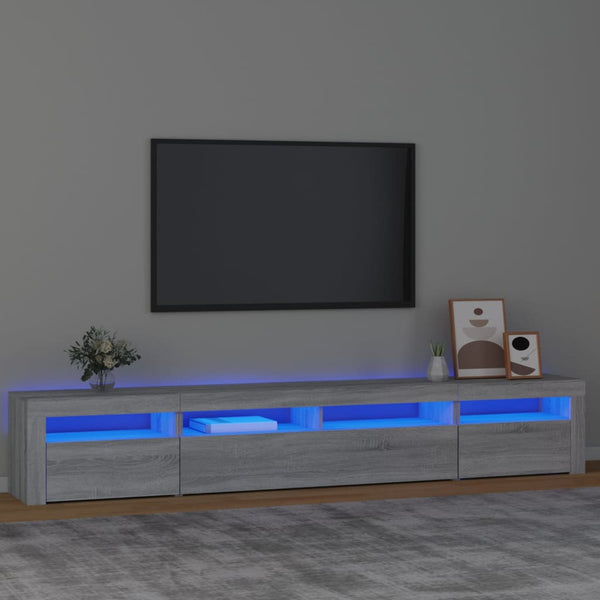 TV-Schrank mit LED-Leuchten Grau Sonoma 240x35x40 cm