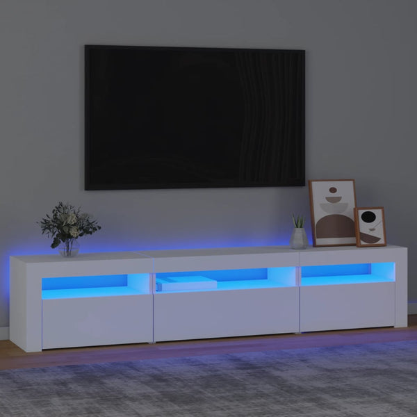 TV-Schrank mit LED-Leuchten Weiß 195x35x40 cm