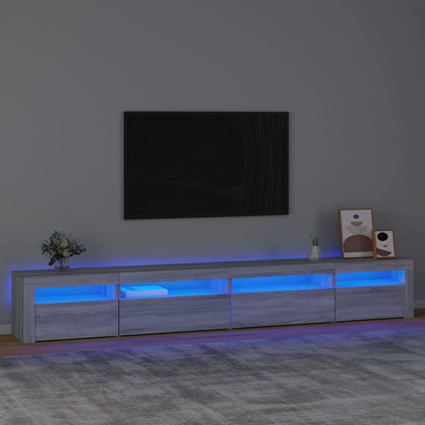 TV-Schrank mit LED-Leuchten Grau Sonoma 270x35x40 cm