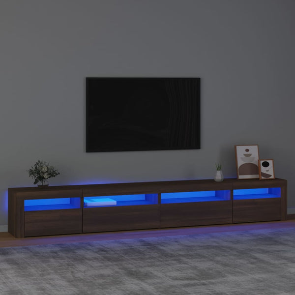 TV-Schrank mit LED-Leuchten Braun Eichen-Optik 270x35x40 cm