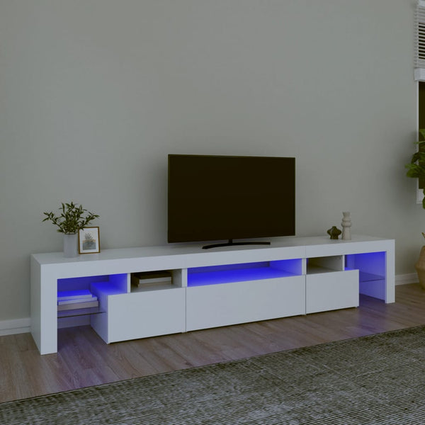 TV-Schrank mit LED-Leuchten Weiß 215x36,5x40 cm
