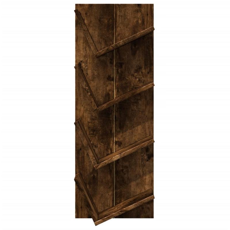 Wand-Bücherregal mit 4 Fächern Räuchereiche 33x16x90 cm