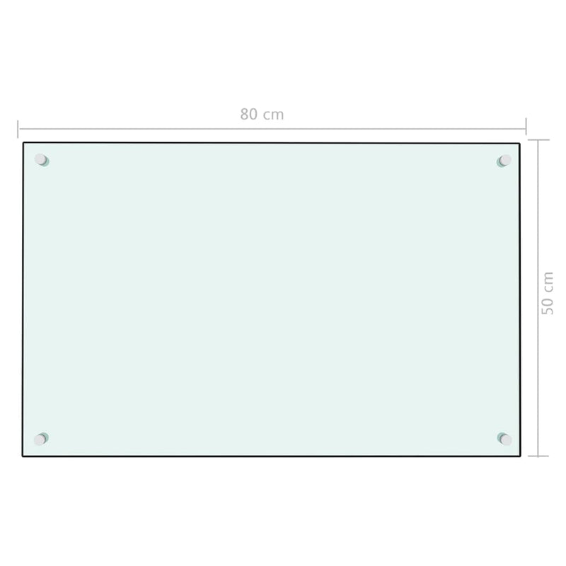 Küchenrückwand Weiß 80x50 cm Hartglas