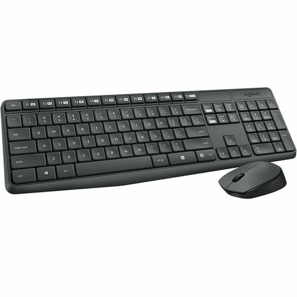 Tastatur mit Drahtloser Maus Logitech Schwarz Grau (Restauriert A)