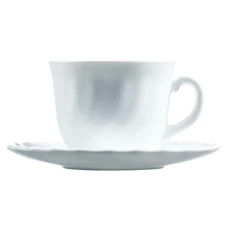 Satz mit Tassen- und Tellern Luminarc 00106 (4 pcs) Weiß Glas 280 ml (4 Stücke)