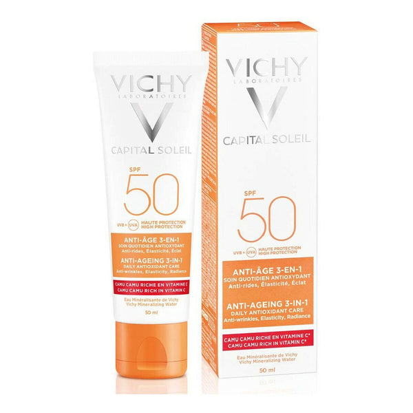 Sonnenschutzcreme für das Gesicht Capital Soleil Vichy VCH00115 Spf 50 50 ml 3 in 1 Anti-Aging