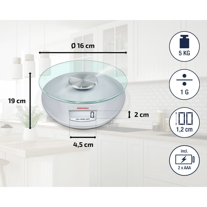 Soehnle Digitale Küchenwaage Roma 5 kg Silbern