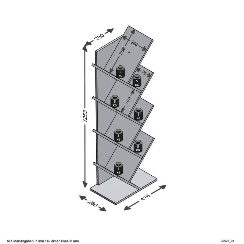 FMD Geometrisches Bücherregal Eiche-Optik