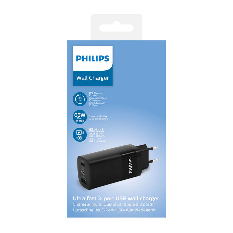 Wandladegerät Philips DLP2681/12 65 W Schwarz (1 Stück)