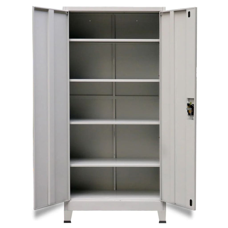 Büroschrank mit 2 Türen Stahl 90x40x180 cm Grau