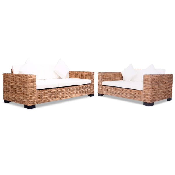 Sofa-Set 15-tlg. Natur Rattan