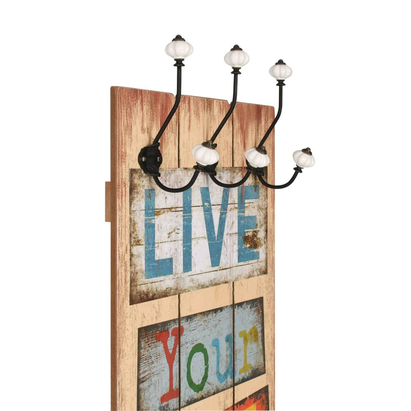 Wandgarderobe mit 6 Haken 120 x 40 cm "LIVE LIFE"