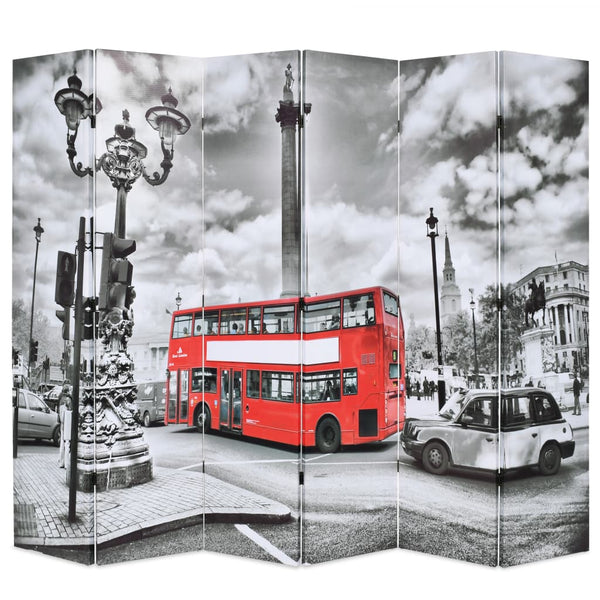 Raumteiler klappbar 228 x 170 cm London Bus Schwarz-Weiß