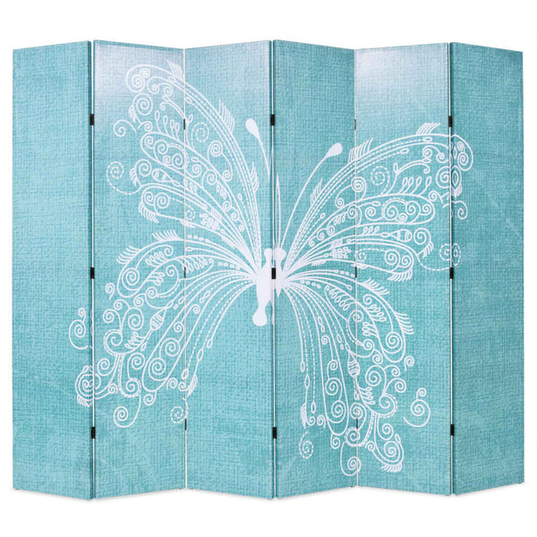 Raumteiler klappbar 228 x 170 cm Schmetterling Blau