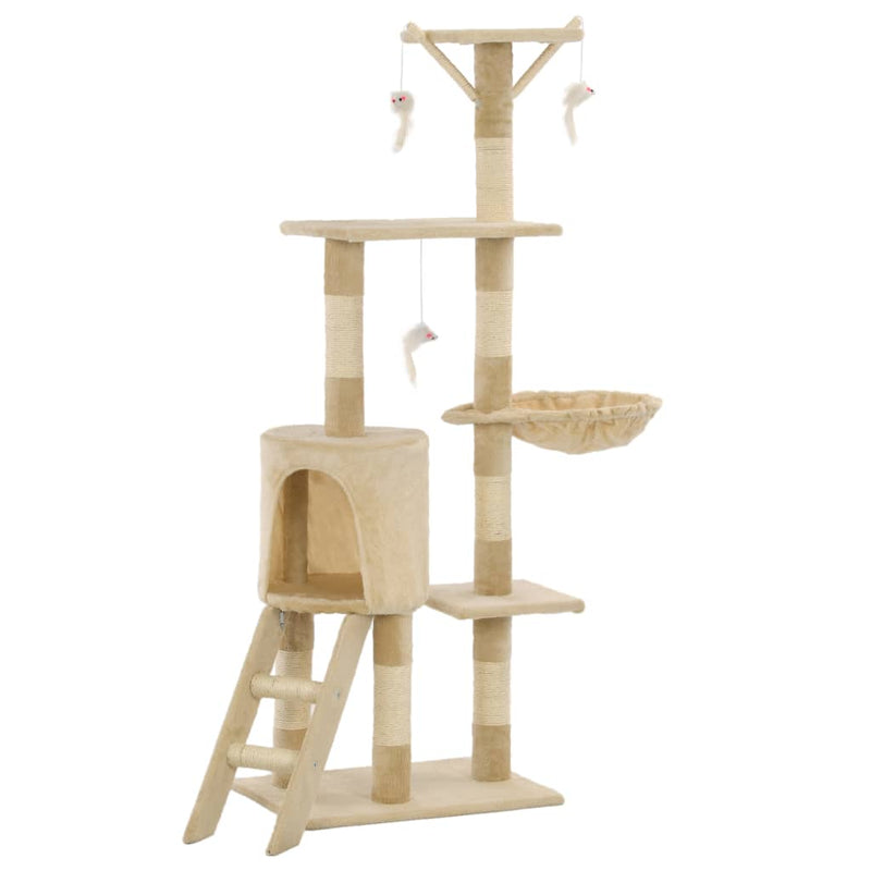 Katzen-Kratzbaum mit Sisal-Säulen 138 cm Beige