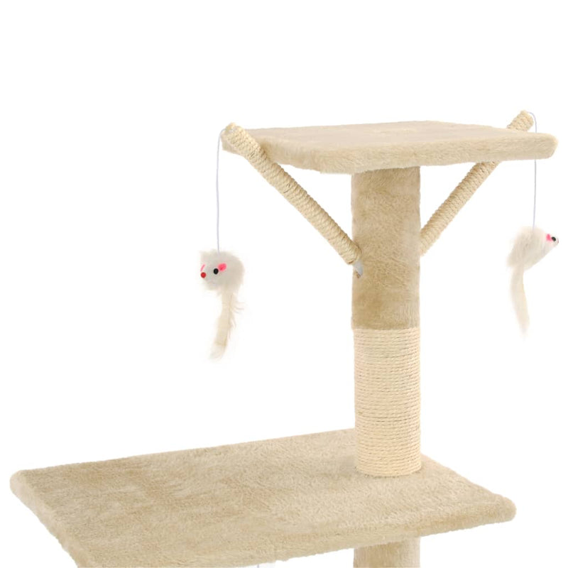 Katzen-Kratzbaum mit Sisal-Säulen 138 cm Beige