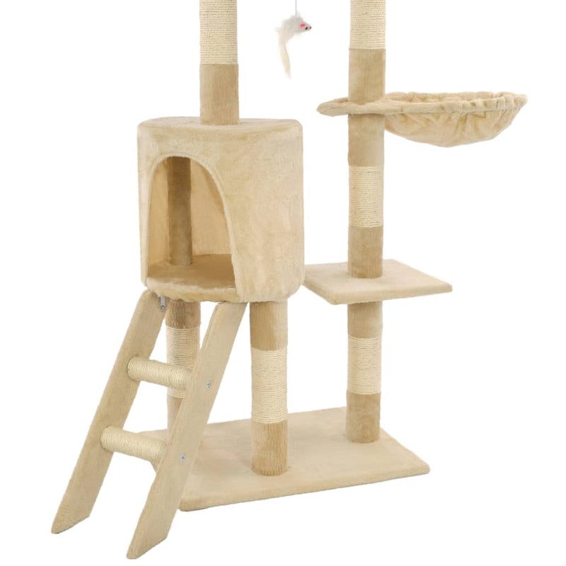 Katzen-Kratzbaum mit Sisal-Säulen 138 cm Beige