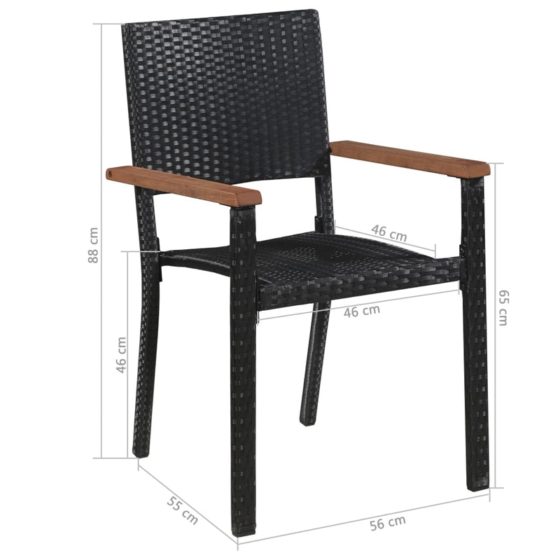 vidaXL Gartenstühle 2 Stk. Poly-Rattan Schwarz