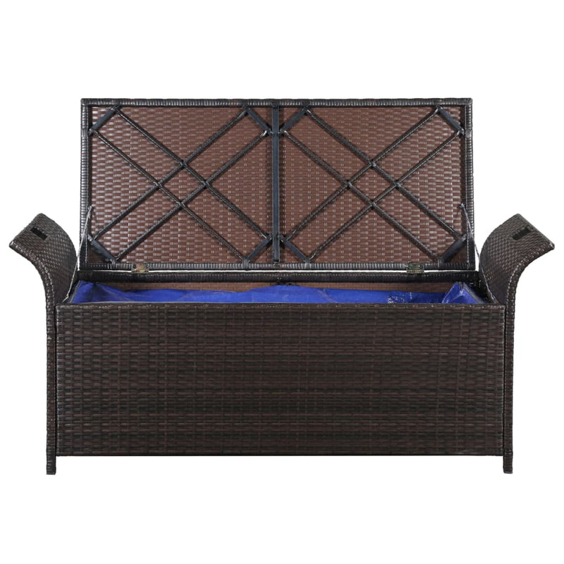 Truhenbank mit Polster 138 cm Poly Rattan Braun