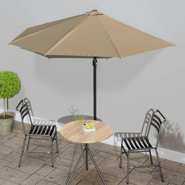 Balkon-Sonnenschirm mit Alu-Mast Taupe 300x155 cm Halbrund