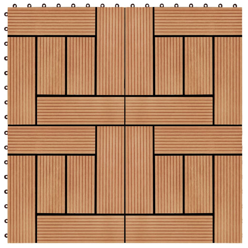 Terrassenfliesen 11 Stück WPC 30 x 30 cm 1 qm Teakholzfarbe