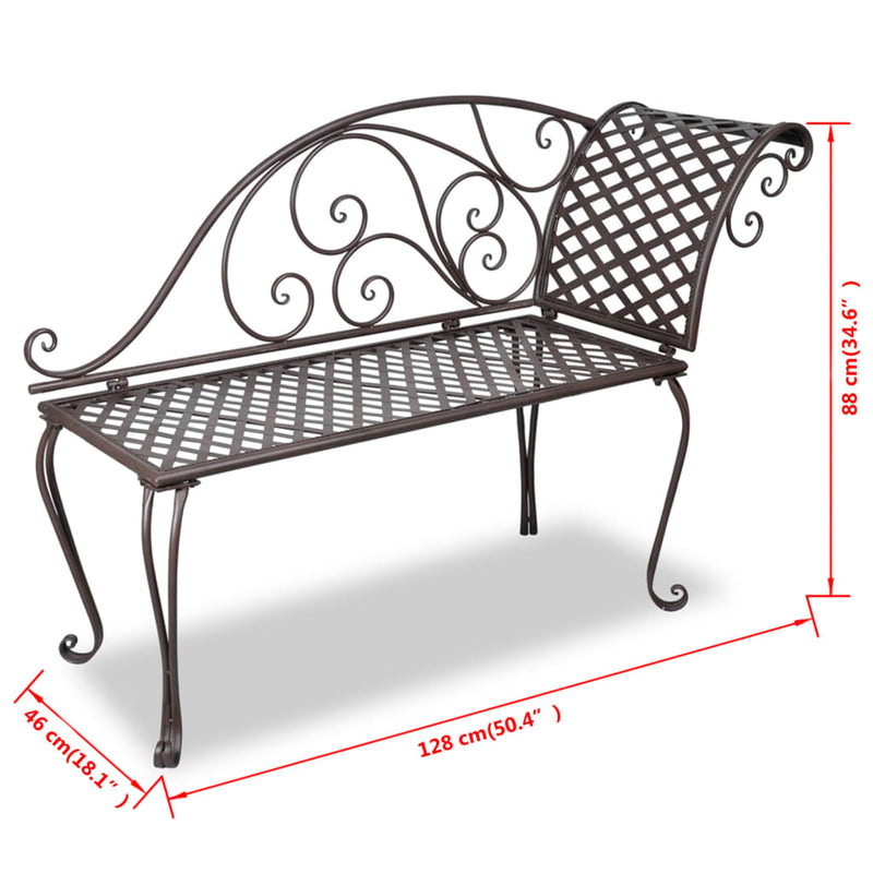 Garten-Chaiselongue 128 cm Stahl Antik Braun