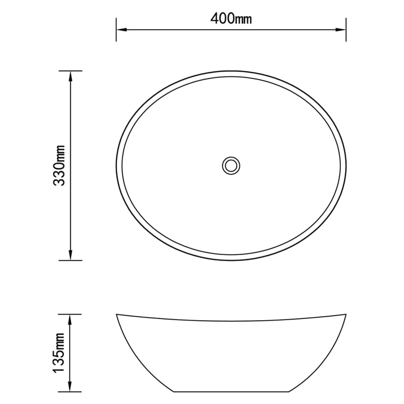 Luxus Keramik Waschbecken Oval Weiß 40 x 33 cm