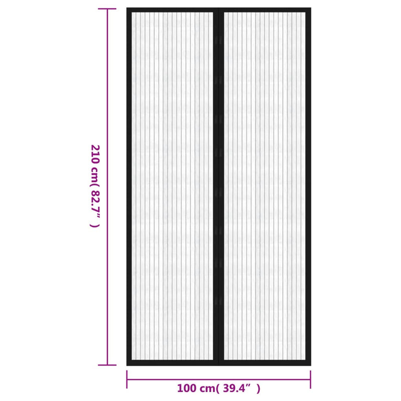 Fliegengitter-Türvorhang 2 Stk. Magnet Schwarz 210x100 cm