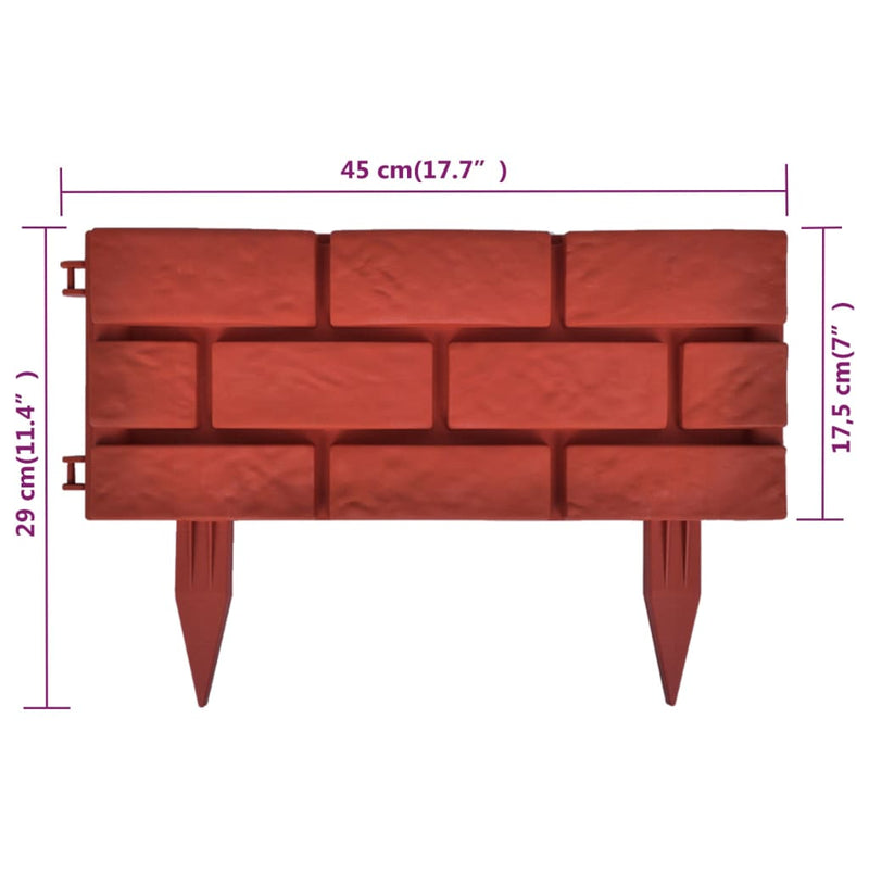 Rasenkanten 11 Stk. Backstein-Design