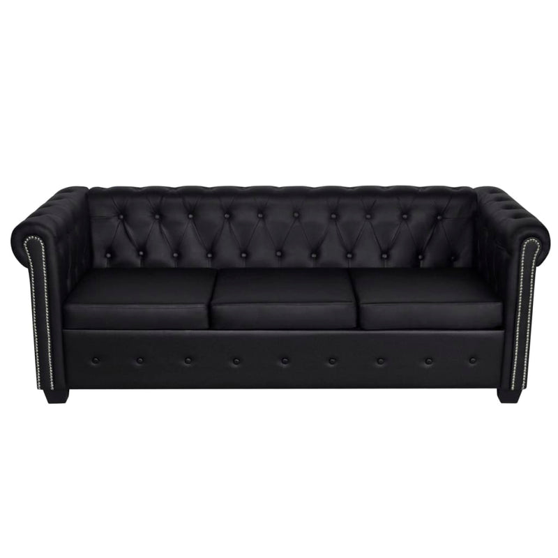 Chesterfield-Sofas 2-Sitzer und 3-Sitzer Kunstleder Schwarz