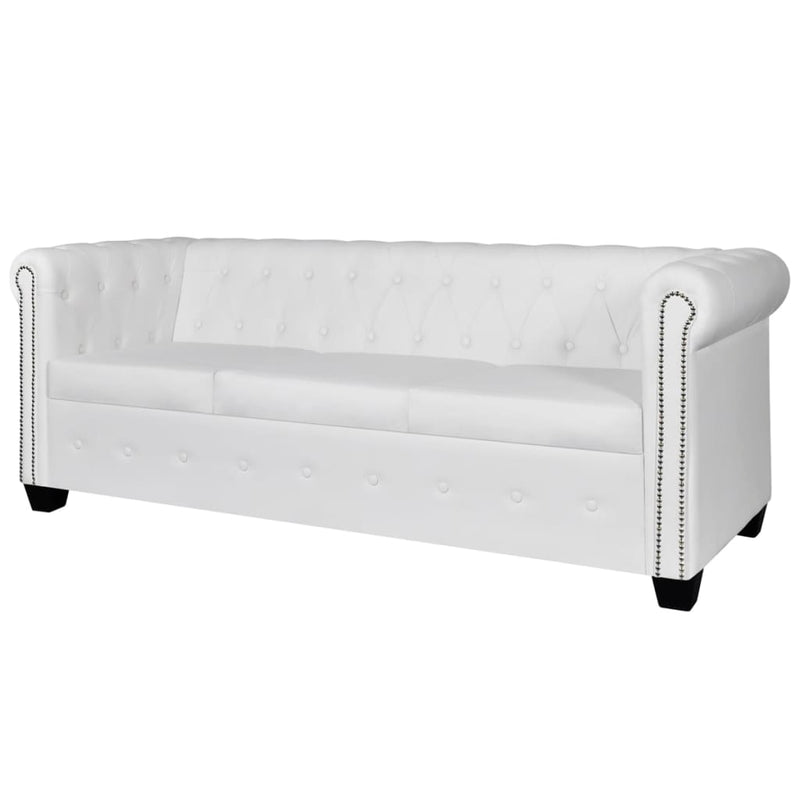 vidaXL Chesterfield-Sofas 2-Sitzer und 3-Sitzer Kunstleder Weiß