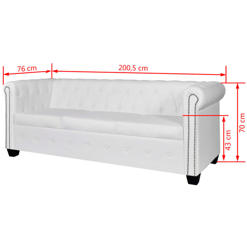 vidaXL Chesterfield-Sofas 2-Sitzer und 3-Sitzer Kunstleder Weiß