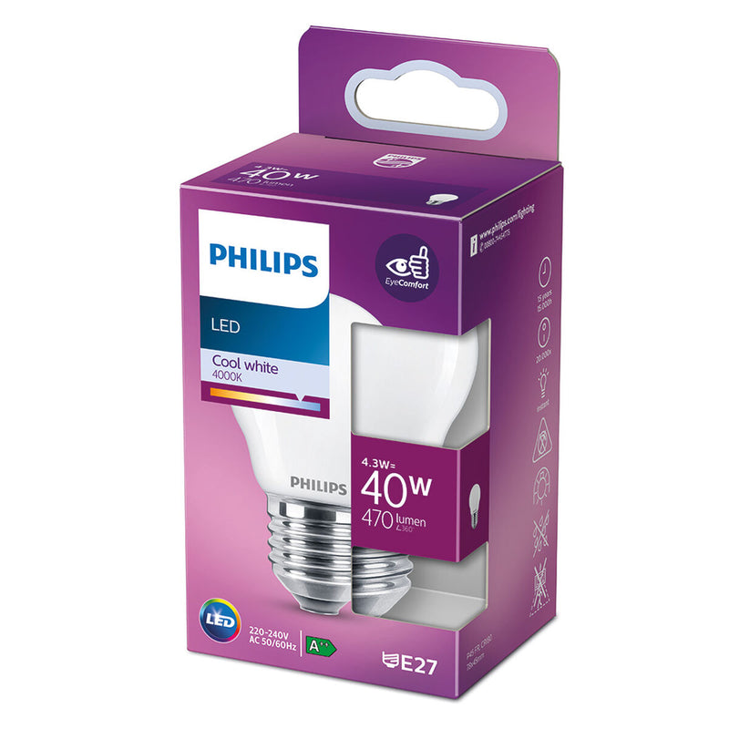 LED-Lampe Philips Weiß F 40 W 4,3 W E27 470 lm 4,5 x 7,8 cm (4000 K)
