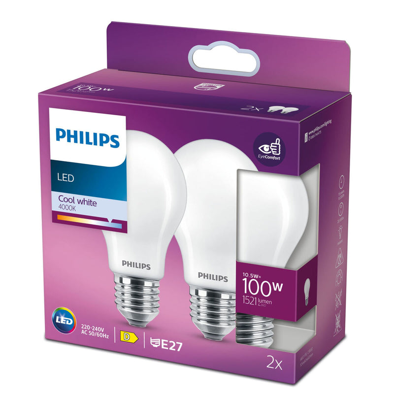 LED-Lampe Philips NL45-0800WT240E27-3PK 4000 K E27 Weiß D (2 Stück) (Restauriert A+)
