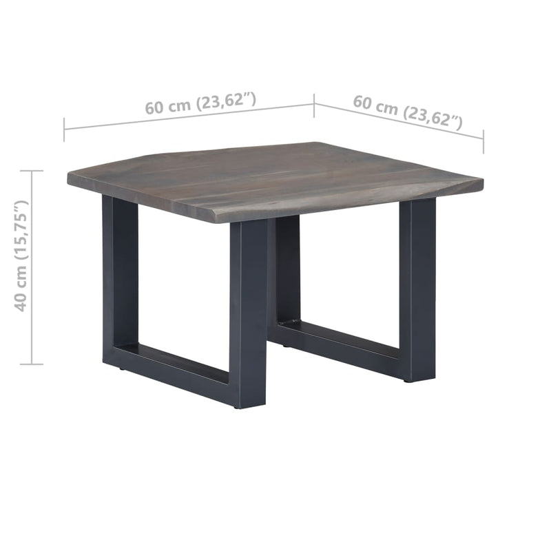 Couchtisch Lebendige Kanten Grau 60x60x40cm Massivholz Akazie