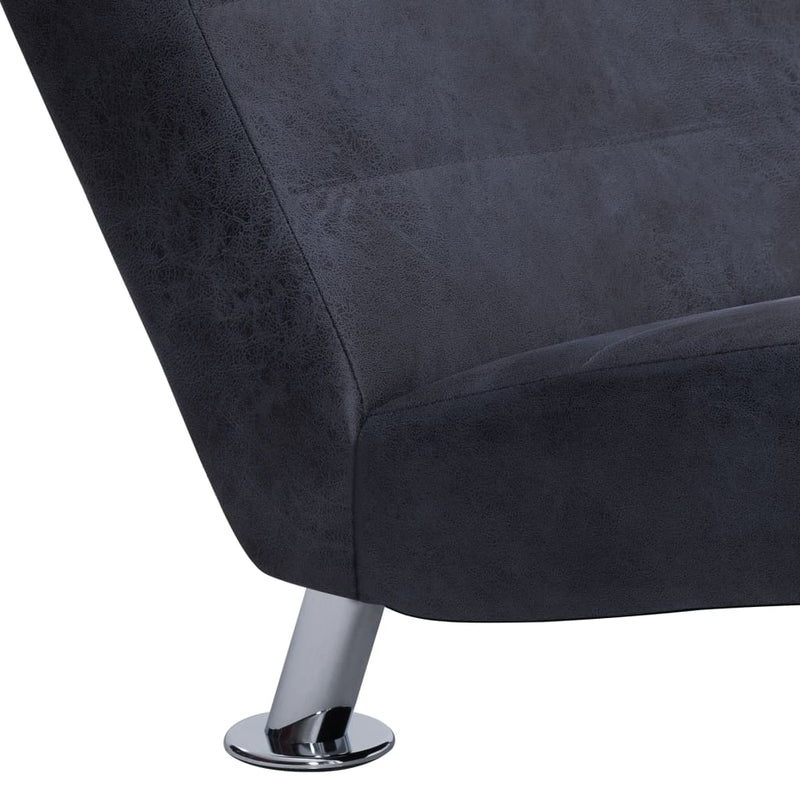 Chaiselongue mit Kissen Grau Wildleder-Optik