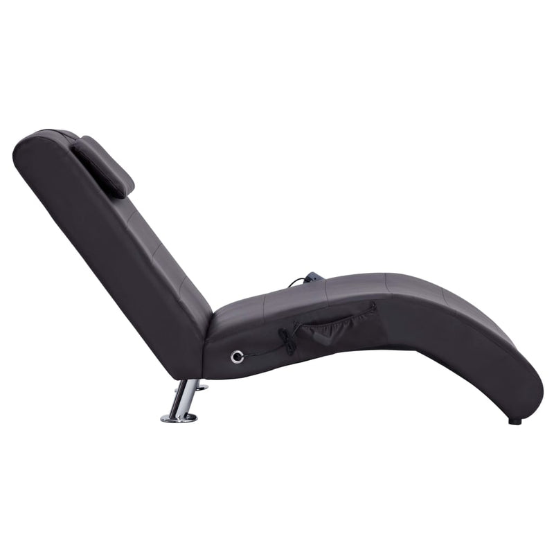 Massage Chaiselongue mit Kissen Braun Kunstleder