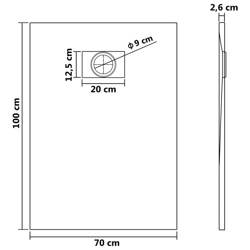 Duschwanne SMC Weiß 100×70 cm