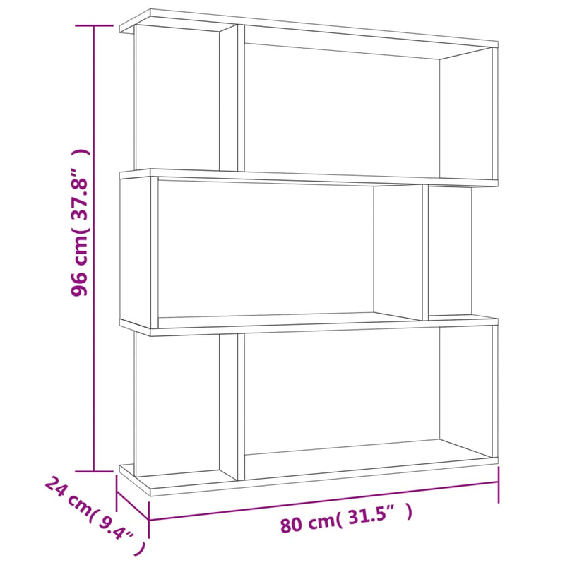 Bücherregal/Raumteiler Sonoma-Eiche 80x24x96 cm Holzwerkstoff