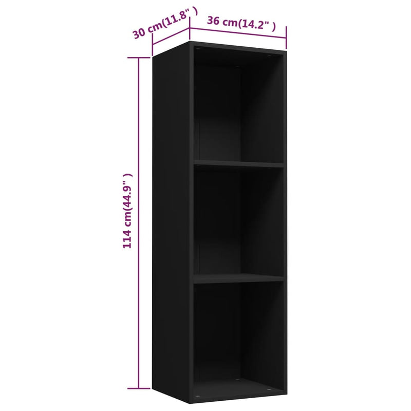 Bücherregal/TV-Schrank Schwarz 36x30x114 cm Holzwerkstoff