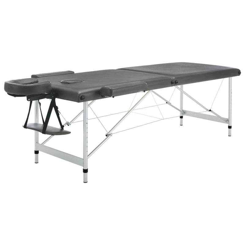 Massageliege 2-Zonen Aluminiumgestell Anthrazit 186x68 cm