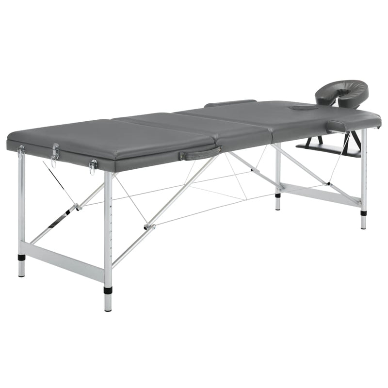 Massagetisch mit 3 Zonen Aluminiumrahmen Anthrazit 186×68 cm