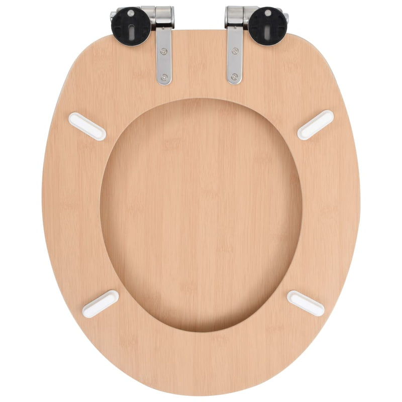 Toilettensitze 2 Stk. mit Soft-Close-Deckel MDF Bambus-Design