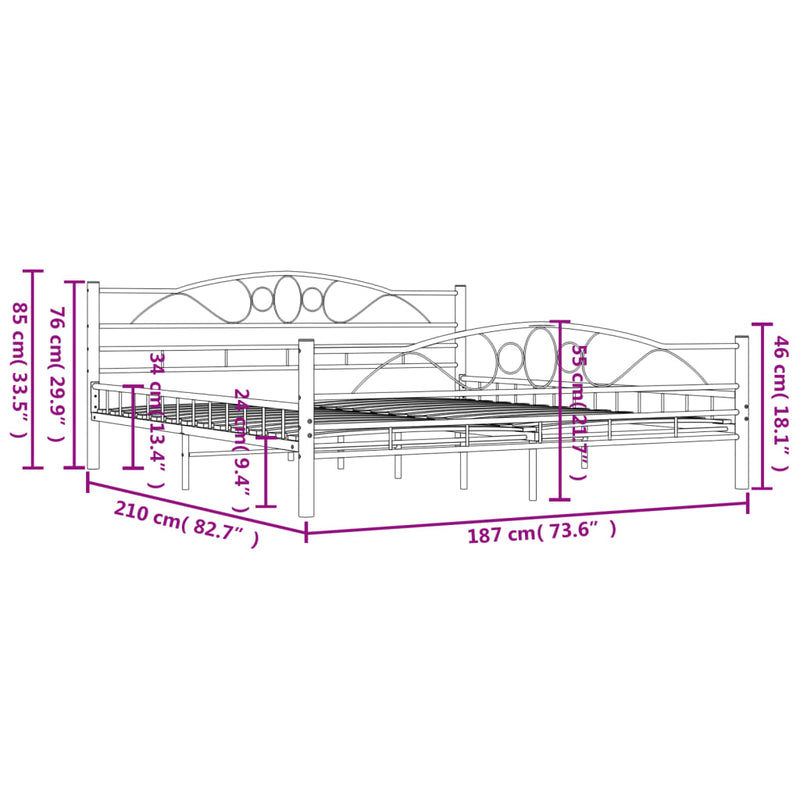 Bettgestell Weiß Metall 180×200 cm