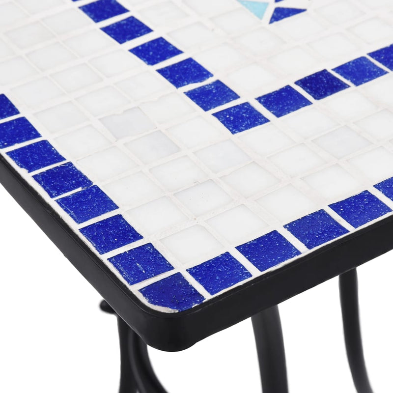 Mosaik-Bistrotisch Blau und Weiß 60 cm Keramik