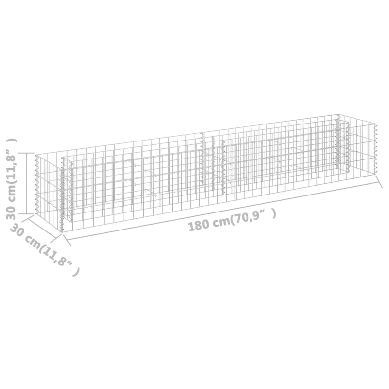 vidaXL Gabionen-Hochbeet Verzinkter Stahl 180×30×30 cm