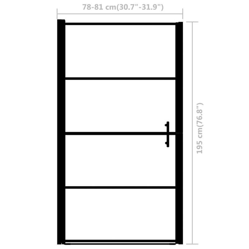 Duschtür Hartglas 81×195 cm Schwarz