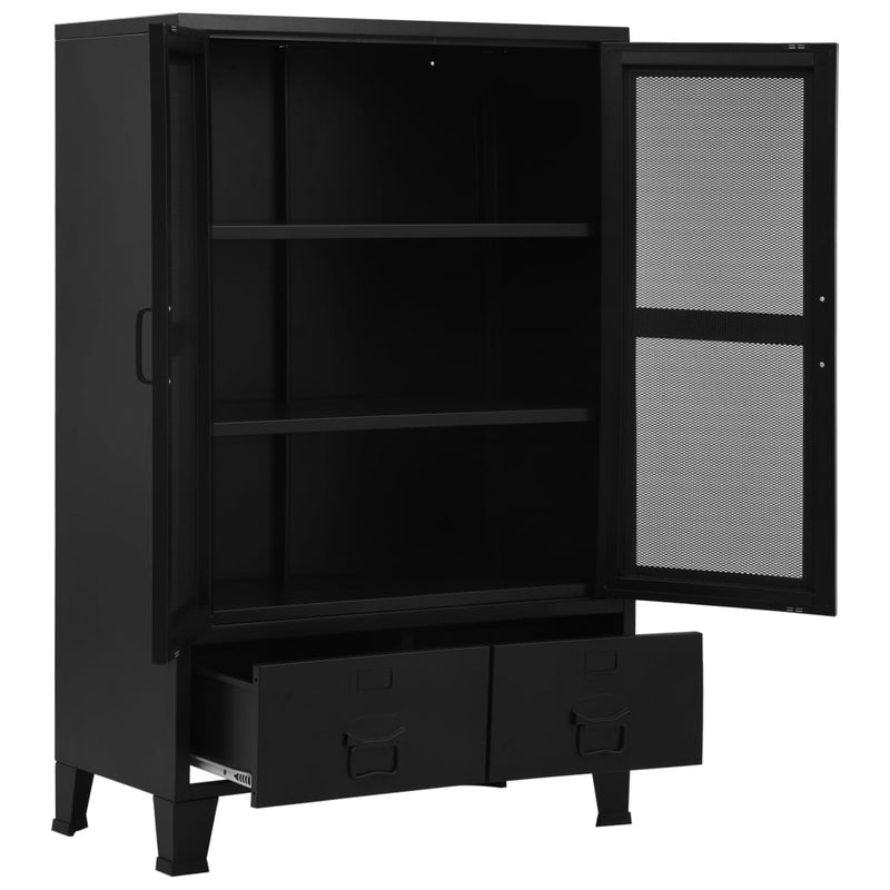 Büroschrank mit Maschengittertüren Industriell 75×40×120 cm Stahl